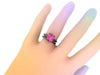 10x8mm Cushion Cut Pink Sapphire Solitaire Engagement Ring With Matching Band 14K Black Gold Wedding Ring Fine Jewelry Bridal Set -V1132