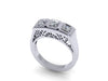 Edwardian Three-Stone Diamond Engagment Ring Vintage Wedding Estate Fine Jewelry Antique Ring 14k White Gold Ring Anniversary Gift -V1134