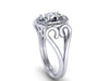 Oval F1 Moissanite Engagement Ring Unique Engagement Ring  Heart 14k White Gold Engagment Ring Diamond Valentine's Gift Wedding Ring - V1137