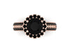 14k Rose Gold Unique Engagement Ring Round 7mm Genuine Black Diamond Center Black Diamond Halo Double Shank Ring Custom Jewelry Gifts- V1138