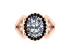 14k Rose Gold Engagement Ring Unique Moissanite Wedding Ring Heart Ring Genuine Black Diamond Holiday Gift Items Gemstone Custom Jewel-V1137