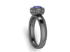 14k Black Gold Engagement Ring Diamond Wedding Ring Blue Sapphire Engagement Ring Valentine's Gift Unique Fine Jewelry Gemstone ring - V1139