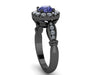 Blue Sapphire Engagement Ring 14k Black Gold Engagement Ring Victorian Ring Bridal Jewelry Valentine's Gift Unique Diamond Jewelry - V1140