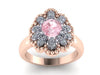 Morganite Engagement Ring Diamond Wedding Ring 14k Rose Gold White Gold Bridal Ring Flower Two Tone Engagement Ring Unique Morganite -V1141