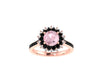 RESERVED for Jesse - Morganite Engagement Ring with Genuine Black Diamonds and Genuine White Sapphires Set in 14k Rose Gold