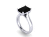 Solitaire Black Diamond Engagement Ring 14K White Gold Engagement Ring Emerald Diamond Fine Jewelry Gift Custom Made Rings-V1100