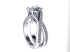 14K White/Black/Rose/Yellow Gold Engagement Ring w/8mm Round Forever Brilliant Moissanite Center Natural Diamond Wedding Ring Statement Rings Bridal - V1106