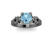Unique Vintage Aquamarine Engagement Ring 14K Gold Diamond Wedding Ring Estate Fine Jewelry Original Gemstone Rings Wedding Gems-V1135