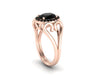 Rose Gold Engagement Ring Oval Black Diamond Ring Unique Engagement Ring Heart Wedding Ring Diamond Holiday Gifts For Her Gemstones - V1137