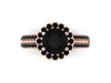 14k Black Gold Unique Engagement Ring Round 7mm Genuine Black Diamond Ctr Black Diamond Halo Double Shank Ring Custom Jewelry Gifts- V1138