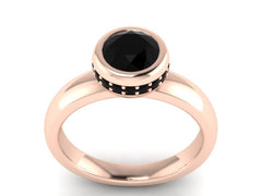 Black Diamond Engagement Ring Modern Design Fine Jewelry 14k Gold Wedding Ring Proposal Ring - V1139