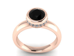 Genuine Black Diamond Engagement Ring Modern Statement Ring Marriage Proposal Unique Engagement Ring - V1139