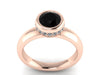 Genuine Black Diamond Engagement Ring Modern Statement Ring Marriage Proposal Unique Engagement Ring - V1139