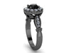 Genuine Black Diamond Engagement Ring Victorian Engagement Ring Vintage Fine Jewelry Mother's Day Gift - V1140