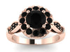 Genuine Black Diamond Victorian Engagement Ring Fine Jewelry Bridal Ring Statement Ring - V1140