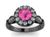 Pink Sapphire Engagement Ring 14k Gold Wedding Ring Genuine Diamond Engagement Ring - V1140