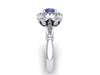 Blue Sapphire Engagement Ring Natural White Diamond Wedding Ring 14k Bridal Jewelry Marriage Wedding - V1140
