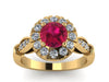 Ruby Engagement Ring Genuine Diamond Wedding Ring 14k Black Gold Engagement Ring Mother's Day Gift - V1140