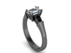 Black Diamond Engagement Ring 14k Black, White, Rose, or Yellow Gold Wedding Ring Sparkly Forever Brilliant Emerald Cut Moissanite Engagement Ring Unique Ring-V1147