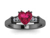 Ruby Ring Heart Shape Ruby Engagement Ring Diamond Engagement Ring 14k Yellow, White, Black, Rose Gold Wedding Ring Engagement Ring Unique Bridal Vintage -V1148
