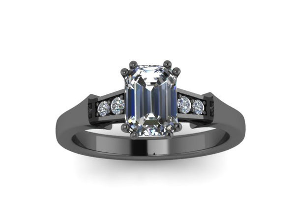 Charles & Colvard Forever Brilliant Moissanite Diamond Engagement Ring 14k Black Gold Wedding Ring Sparkly Engagement Ring Unique -V1147