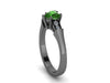 Heart Green Emerald Engagement Ring Diamond Engagement Ring 14k Black Gold Wedding Ring Sparkly Engagement Ring Unique Bridal Vintage -V1148