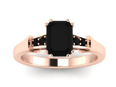 Black Diamond Engagement Ring 14k Rose Gold Wedding Ring Sparkly Engagement Ring Unique Etsy Fine Jewelry Elegant Engagement Ring - V1147