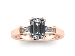14k Rose Gold Charles & Colvard Forever Brilliant Moissanite Diamond Engagement Ring Gold Wedding Ring Sparkly Engagement Ring Unique -V1147