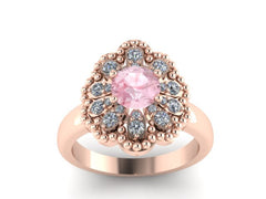 Morganite Engagement Ring Diamond Wedding Ring 14k Rose Gold Bridal Ring Flower Unique Engagement Ring Gemstone Bridal Jewelry Unique -V1141
