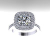 Diamond Halo Engagement Ring Moissonite Engagement Ring 14K White Gold with 8mm Forever One Moissanite Center Bridal Jewelry - V1076