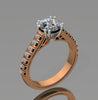 Platinum Engagement Ring Rose Gold Diamond Weding Ring with 7mm Round White Sapphire Center Fine Jewelry Bridal Jewellery Gemstones - V1029