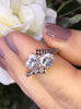 Unique Engagement Ring Black Diamond Wedding Ring 14K Rose Gold Engagement Two Heart Shape Moissanite Center Bridal Jewelry Valentine- V1101