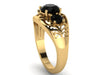 Edwardian Diamond Engagement Ring 14K Yellow Gold Engagement Natural Black Diamonds Vintage Ring Filigree Design Ring Statement Ring - V1144