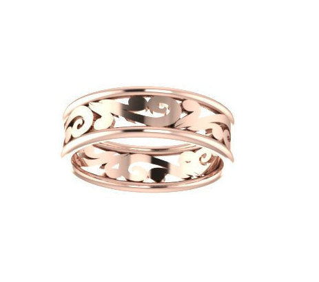 Wedding Band 14K Rose Gold Matching Band Unique Rings Etsy Fine Jewelry Jewellery Mother's Day Gift Birthday Gift For Her Bridal Ring- V1072