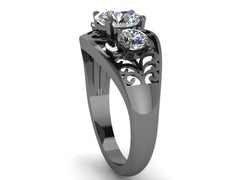 Edwardian Forever One Moissanite Engagement Ring 14K Black Gold Engagement Vintage Ring Filigree Design Ring Statement Ring - V1144