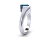Unique London Blue Topaz Engagement Ring Princess Cut Ring Diamond Engagement Ring 14k White Gold Ring Fine Modern Design Proposal - V1142