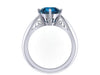 London Blue Topaz Engagement Ring 14k White Gold Solitaire Ring Unique Engagement Ring Fine Jewelry Filigree Engagement Ring Unique - V1150