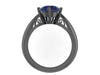 London Blue Topaz Engagement Ring 14k Black Gold Solitaire Ring Unique Engagement Ring Fine Jewelry Filigree Engagement Ring Unique - V1150