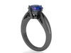 London Blue Topaz Engagement Ring 14k Black Gold Solitaire Ring Unique Engagement Ring Fine Jewelry Filigree Engagement Ring Unique - V1150