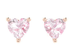 Morganite Studs Earrings Heart Earrings Fine Jewelry 14K Rose Gold Earrings Gems Nice Gifts Natural Gemstone Earrings Gifts For Her - V1143