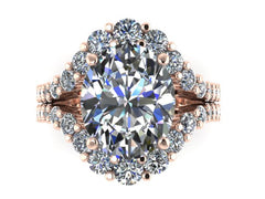 Diamond Engagement Ring 14K White Gold Oval Moissanite Center Natural White Diamond Ring Custom Jewelry Gifts For Her Celebrity - V1146