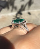 Emerald Engagement Ring Princess Cut Diamond Engagement Ring 14K White Gold with 6.5x6.5mm Green Emerald Center Unique Gemsotne Rings- V1087