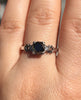 Unique Vintage Engagement Ring 6.5mm Genuine Black Diamond Center 14K White Gold Diamond Wedding Ring Estate Fine Jewelry Bridal Set -V1135
