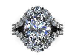 Black Gold Moissanite Engagement Ring Gold Oval Moissanite Center Natural White Diamond Ring Custom Jewelry Gifts For Her Celebrity - V1146