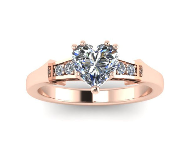 Heart Forever Brilliant Moissanite Engagement Ring Diamond Engagement Ring 14k Rose Gold Wedding Ring Sparkly Engagement Ring Unique - V1148