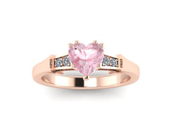 Heart Morgantie Engagement Ring Diamond Engagement Ring 14k Rose Gold Wedding Ring Sparkly Engagement Ring Unique Morganite Etsy Ring- V1148