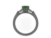 Heart Green Emerald Engagement Ring Diamond Engagement Ring 14k Black Gold Wedding Ring Sparkly Engagement Ring Unique Bridal Vintage -V1148