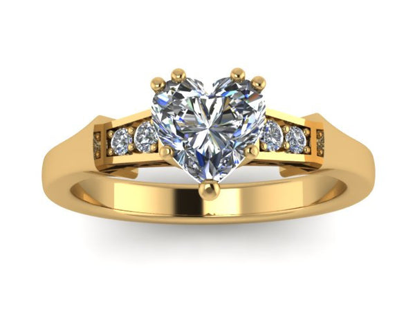 Heart Forever Brilliant Moissanite Engagement Ring Diamond Engagement Ring 14k Yellow Gold Wedding Ring Sparkly Engagement Ring Unique-V1148