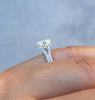 Forever One Moissanite Engagement Ring Diamond Split Shank Classic Engagement Ring 14K White Gold Wedding Ring Celebrity Ring - V1117