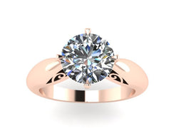 Moissanite Engagement Ring Solitair Rose Gold Ring Unique Engagement Ring Etsy Fine Jewelry Charles & Colvard Forever One Ring -V1150